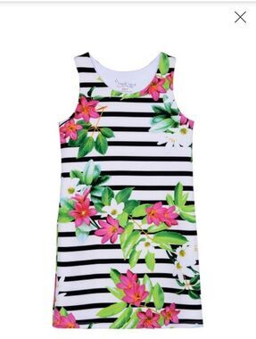 White&Black Stripe Floral Dress Girls
10